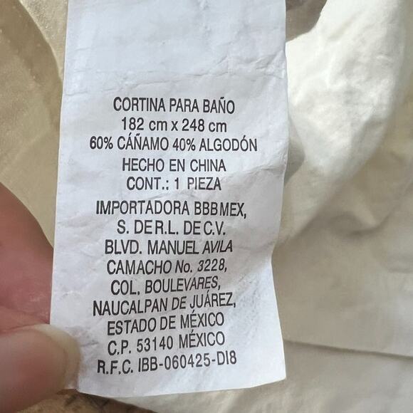 Nestwell Shower Curtain 97 x 67.5" Hemp Cotton Blend Cream Solid - Picture 8 of 9